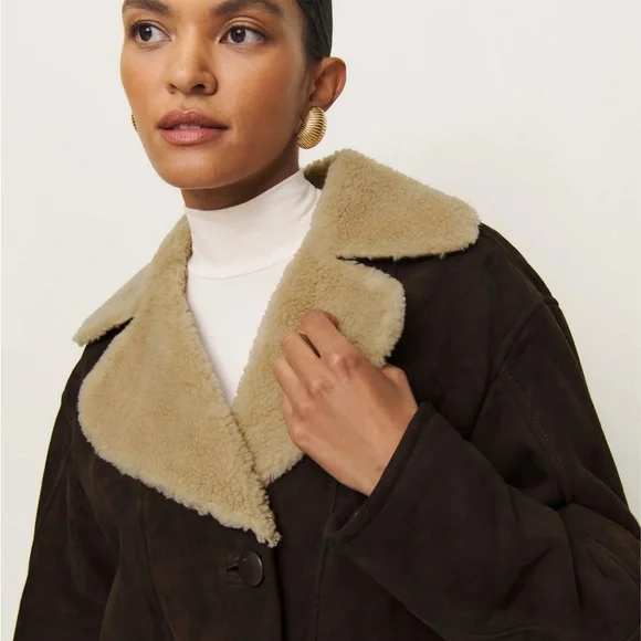 Reformation Black and Tan Teddy Jacket